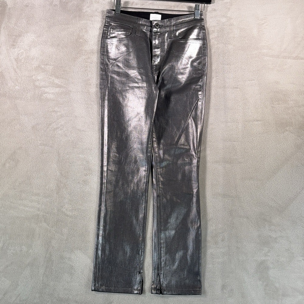 JONATHAN SIMKHAI Jeans Womens Size 25x26 Gray Metallic High Rise Straight Leg